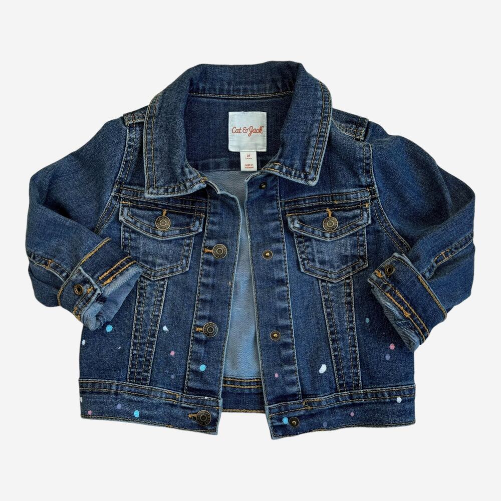 Cat & Jack Confetti “Be Happy” Jean Denim Jacket - 2T